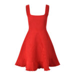 Red Square Collar Knitted Tank Dress Women 2025 Summer Sleeveless A-Line Mini Dresses 5250026 - Image 3