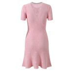 Pink Hollow Out Knitting Mini Dress Woman’s 2025 New Fashion Horn Sleeve Sweet Dress 5250073 - Image 3