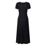 Black Knitted Hollow Long Dress Women 2024 Summer Slim Fit Office Ladies Elegant Robe 5240011 - Image 3