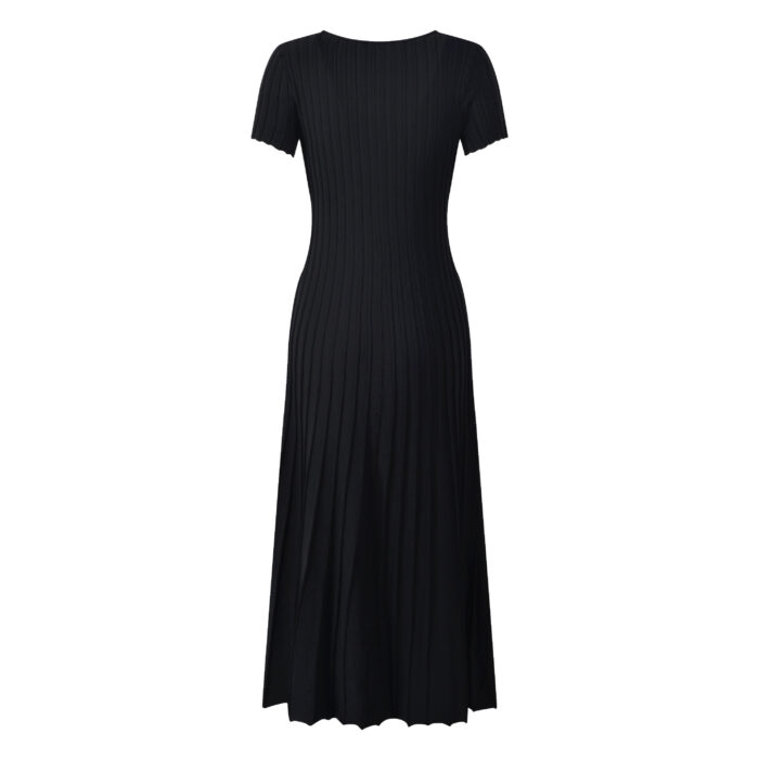 Black Knitted Hollow Long Dress Women 2024 Summer Slim Fit Office Ladies Elegant Robe 5240011 - Image 3