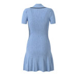 Blue Short Sleeve Mini Knitted Dress Women 2025 Spring Summer New Fashion Colorblock Wear Slim A-Line Dresses 5250019 - Image 3
