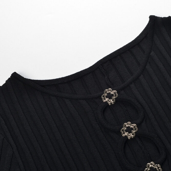 Black Knitted Hollow Long Dress Women 2024 Summer Slim Fit Office Ladies Elegant Robe 5240011 - Image 4