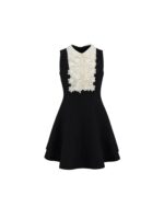 Black Lace Mini Dress Women's Peter Pan Collar New Fashion A-Line Sleeveless Retro Slim Dresses