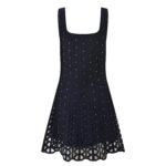 Dark Blue Mini Knitted Dress Women 2024 New Fashion Summer Halter Diamond Hollow Out Mini Dresses 5250068 - Image 3