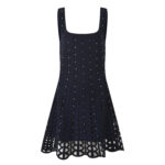 Dark Blue Mini Knitted Dress Women 2024 New Fashion Summer Halter Diamond Hollow Out Mini Dresses 5250068 - Image 6