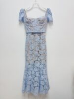 Blue Lace Form-fitting Fishtail Dress Women 2025 Summer New Fashion Elegant Slim Party Dresses 52510055 - Image 2