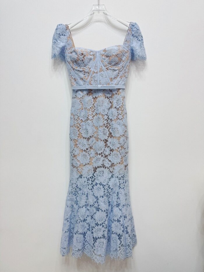 Blue Lace Form-fitting Fishtail Dress Women 2025 Summer New Fashion Elegant Slim Party Dresses 52510055 - Image 2
