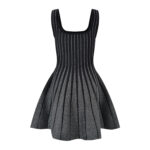 Women's Blue or Black Geometric Jacquard Sleeveless Dress Autumn New Sweet Ladies Slim High-Waisted A-Line Short Robe 5240164 - Image 2