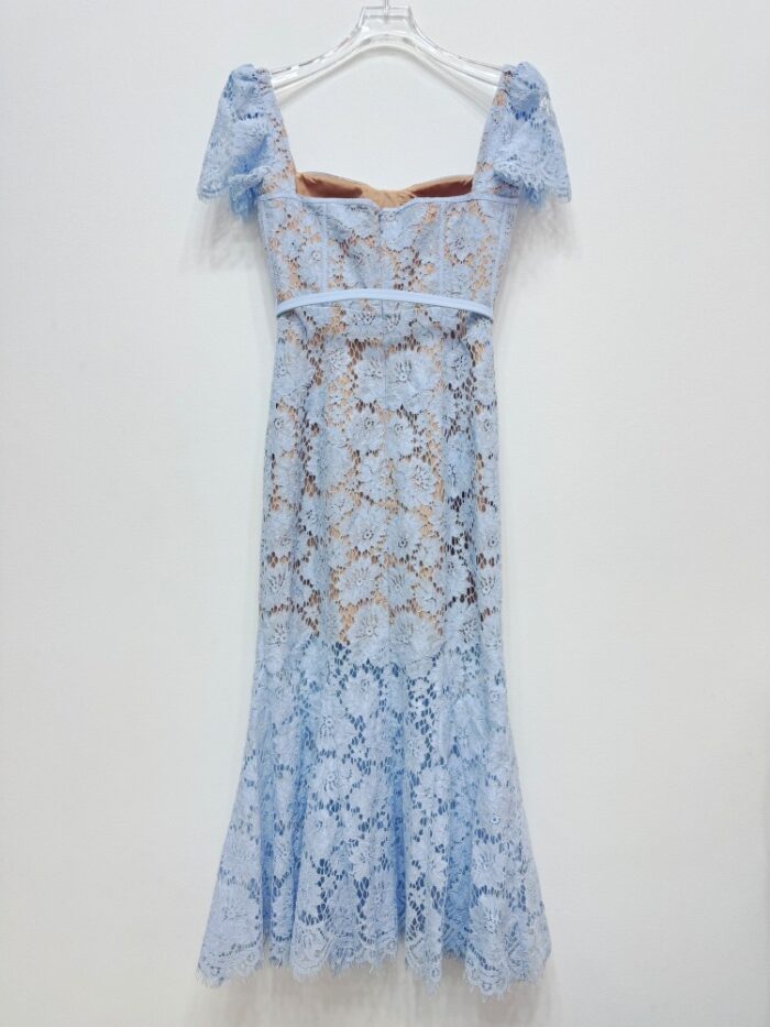 Blue Lace Form-fitting Fishtail Dress Women 2025 Summer New Fashion Elegant Slim Party Dresses 52510055 - Image 4