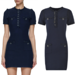 Autumn Winter Navy Blue Mini Dress Women New Simple Fashionable Round Neck Knitted Short Sleeve Dresses 5220603