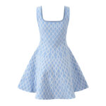 Women's Blue or Black Geometric Jacquard Sleeveless Dress Autumn New Sweet Ladies Slim High-Waisted A-Line Short Robe 5240164 - Image 3