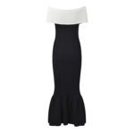 Black Bow One Shoulder Knitted Mermaid Dress Women 2024 Autumn New Collection Elegant Slim Long Dresses 5240251 - Image 3