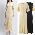 Newest Summer Unique Hot Knitted Dress Women Short Sleeve Single Row Button Slim Mermaid Dresses High Quality 5230191