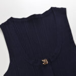 Navy blue sleeveless long Knitted Dress Women New 2024 Summer Slim Dresses 5240100 - Image 4