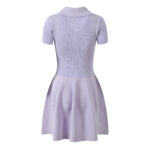 Purple Turn-down Collar Short-sleeved Knitted Mini Dress 2025 Summer New Fashion Slim Dresses 5250075 - Image 3