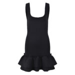 Black Ruffle Edge Knitted Mini Tank Dress Women's 2025 Summer New Fashion Sleeveless Sweet Dress 5250237 - Image 2