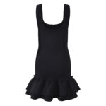 Black Ruffle Edge Knitted Mini Tank Dress Women's 2025 Summer New Fashion Sleeveless Sweet Dress 5250237 - Image 3