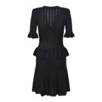 Black Mini Dress Women 2024 New Fashion Elegant V-neck Temperament Hollow Knited Dresses 5240145 - Image 3
