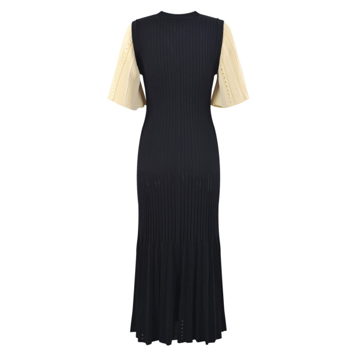Newest Summer Unique Hot Knitted Dress Women Short Sleeve Single Row Button Slim Mermaid Dresses High Quality 5230191 - Image 5