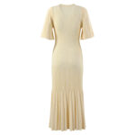 Newest Summer Unique Hot Knitted Dress Women Short Sleeve Single Row Button Slim Mermaid Dresses High Quality 5230191 - Image 3