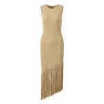 Elegant Sleeveless Tassel Knitted Dress Women New 2024 Summer Slim Fit Office Ladies Mid Length Dress 5240110 - Image 2