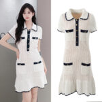 White Knitted Dress Women 2024 Summer New Style Elegant mini Dresses 5240114