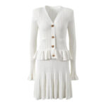 Pure White Temperament Dress Hollow Fake Two-piece Knitted Mini Dresses 5240144 - Image 2