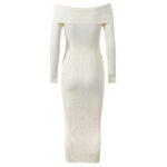 Robe tricotée Sexy et Slim à col Slash, nouvelle robe de styliste à manches longues et boutons, 20224, 5240246 - Image 3