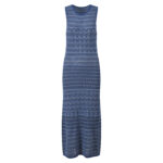 Blue Wave Pattern Knited Dress Women 2025 Summer New Fashion Hollow Out Sleeveless Female Slim Dresses 5250130 - Image 2