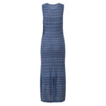 Blue Wave Pattern Knited Dress Women 2025 Summer New Fashion Hollow Out Sleeveless Female Slim Dresses 5250130 - Image 3