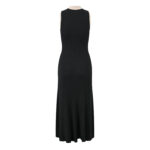 Women Contrast Color V-Neck Slim Mid-Length Dress Spring New Ladies Sleeveless Single Breasted Knit Long Robe 5240007 - Image 3