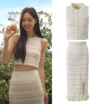 Hollow out Flower Knitted Skirt Set Women 2025 Summer New Vest top+ Slit High-waisted Skirt Two Piece Set 5250051