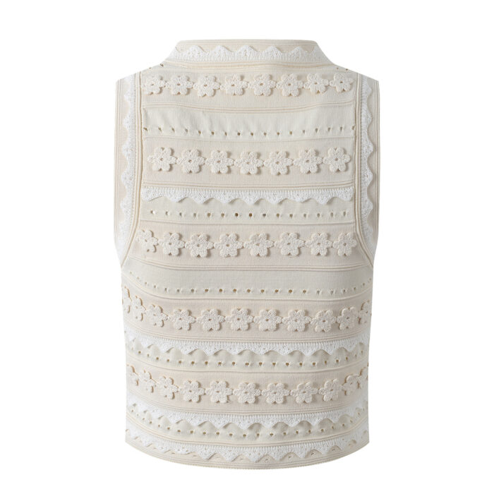 Hollow out Flower Knitted Skirt Set Women 2025 Summer New Vest top+ Slit High-waisted Skirt Two Piece Set 5250051 - Image 3