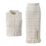 Hollow out Flower Knitted Skirt Set Women 2025 Summer New Vest top+ Slit High-waisted Skirt Two Piece Set 5250051 - Image 5