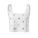 White Pendant Knitted Skirt Set Women 2025 Summer New Sleeveless Top+ Mini Half Skirt Elegant Two-piece Suit 5230507 - Image 2