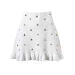 White Pendant Knitted Skirt Set Women 2025 Summer New Sleeveless Top+ Mini Half Skirt Elegant Two-piece Suit 5230507 - Image 4