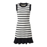 Black or Stripes Knited Mini Dress Women 2025 Spring Neckline Pearls Elegant Sleeveless Female Dresses 5240364 - Image 2