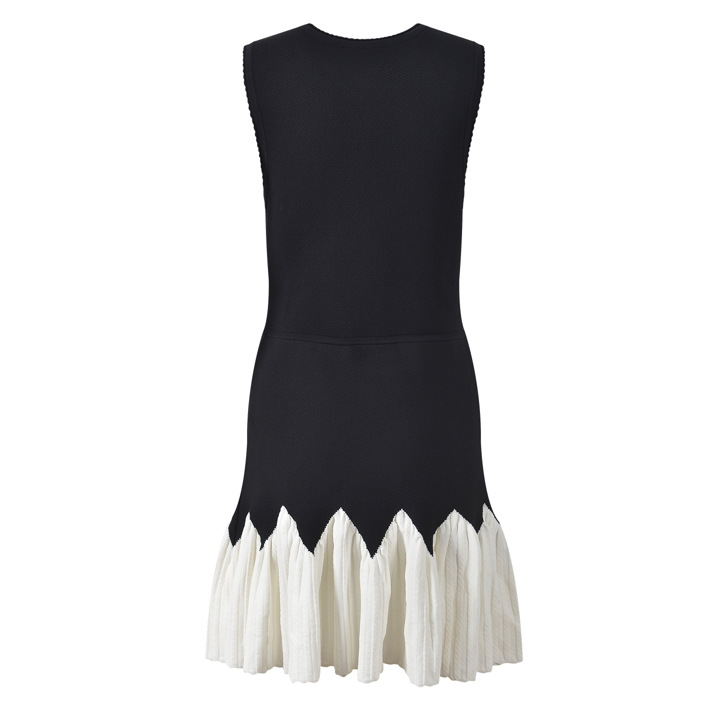 Black Knitted Mini Pleated Dress Women 2025 Summer New Elegant Sweet Lace Round Neck Sleeveless Dress 5250265 - Image 3