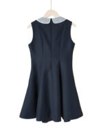 Black Lace Mini Dress Women's Peter Pan Collar New Fashion A-Line Sleeveless Retro Slim Dresses - Image 3