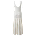 White Sexy Deep V-Neck Knitted Tank Long Dress Women 2025 Summer New Elegant Single-Breasted Splicing Pleated Dress 5250187 - Image 3