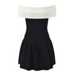 Bow One-shoulder Party Dress Women's 2024 Autumn Winter Slim Knitted Mini Dresses 5240179 - Image 3