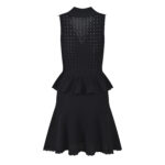 Black Hollow-out Knited Mini Dress Women 2025 Summer New Fashion Elegant Sleeveless Ruffle Slim Dress 5250151 - Image 3