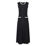 Black Crochet Flower Long Knitted Dress Women 2025 Early Spring New Elegant Sleeveless Slim Dress 5250014 - Image 2