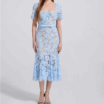 Blue Lace Form-fitting Fishtail Dress Women 2025 Summer New Fashion Elegant Slim Party Dresses 52510055