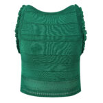 2025 summer new green slim slim temperament fashion round neck sleeveless vest top+skirt suit 5250164 - Image 3