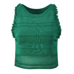 2025 summer new green slim slim temperament fashion round neck sleeveless vest top+skirt suit 5250164 - Image 6