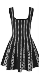Black Chain Design Knitted Mini Dress Women's 2025 Summer New Elegant Vest Dress 5250225 - Image 2
