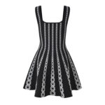 Black Chain Design Knitted Mini Dress Women's 2025 Summer New Elegant Vest Dress 5250225 - Image 4