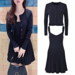 Dark Blue Suspender Knitted Mini Dress Women's 2025 Autumn New Elegant Design Vest Dress 5250248
