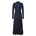 Dark Blue Knitting Long Dress Women Notched 2025 New Fashion Double Breasted Long Sleeve Slim Fishtail Robe 5250001 - Image 3